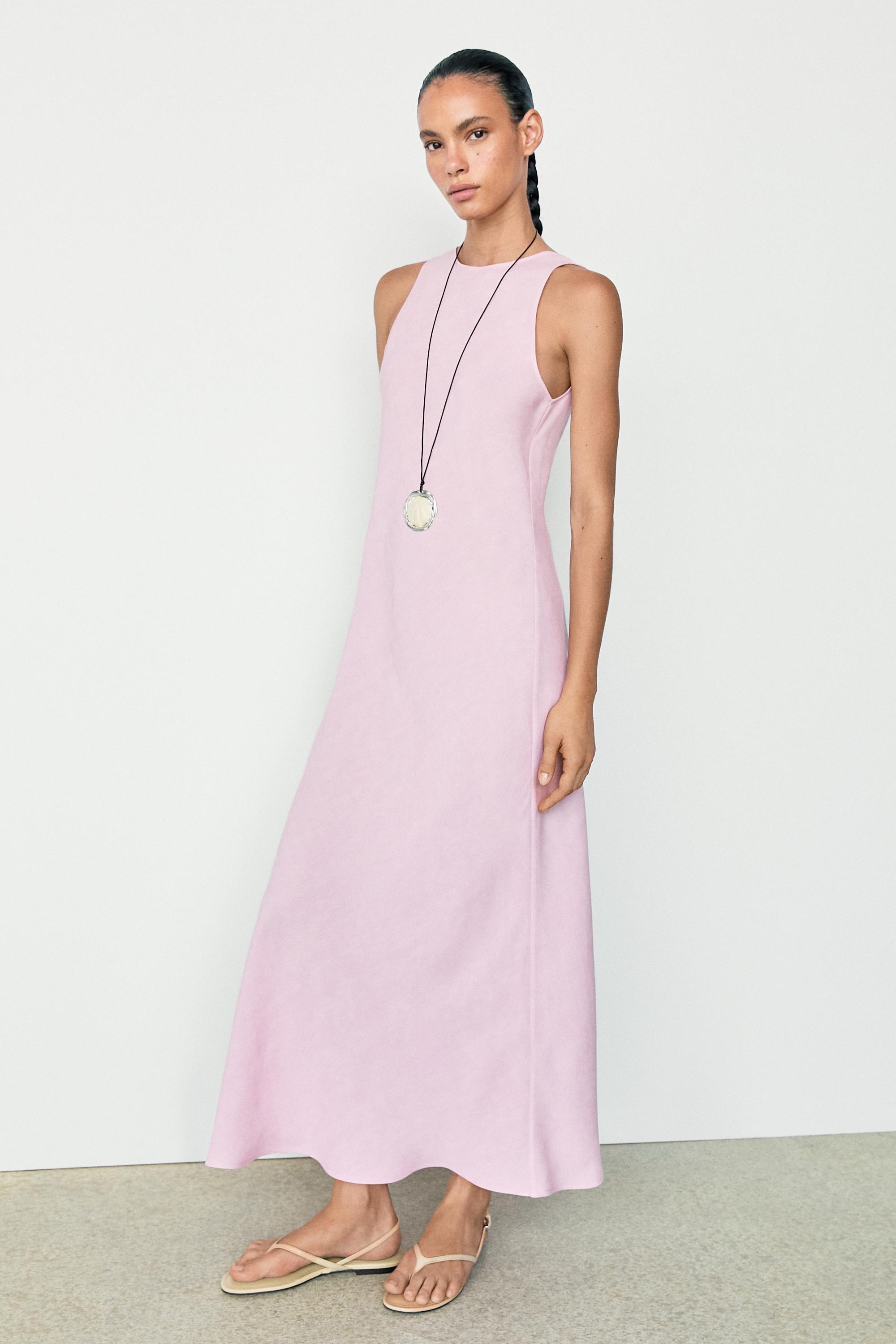 Flowing linen-blend midi dress